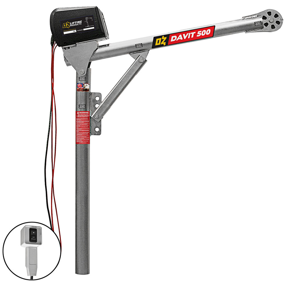 OZ Lifting Products Steel Davit Crane with 115V AC Electric Winch