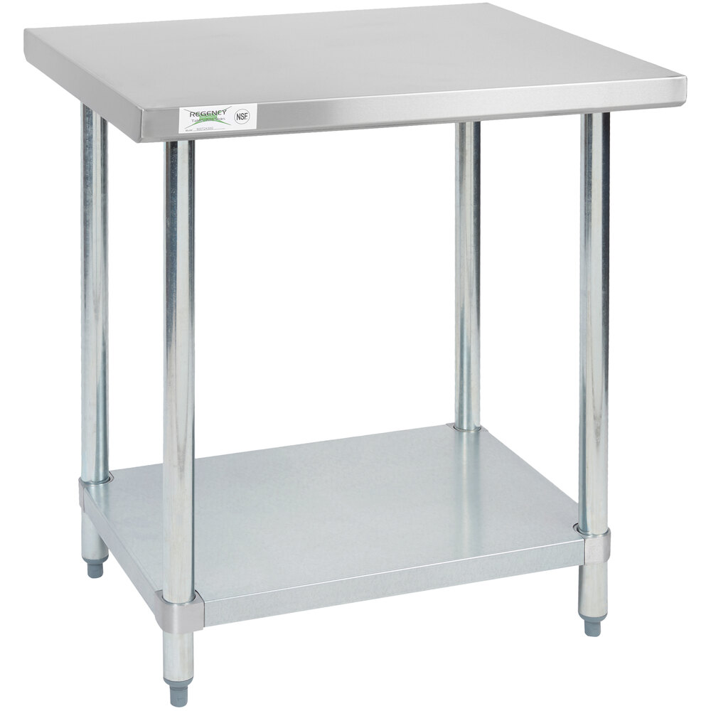 Regency 24 inch x 30 inch 18-Gauge 304 Stainless Steel Commercial Work Table with Galvanized Legs and Undershelf