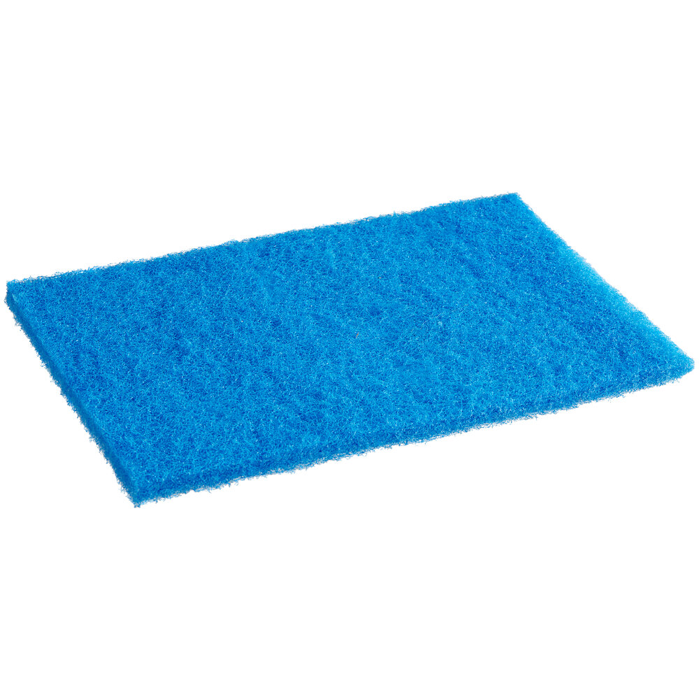Lavex 9" x 6" x 1/4" LightDuty Blue Scouring Pad 10/Pack