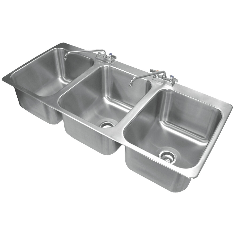 Advance Tabco Di 3 1612 3 Compartment Drop In Sink 16 X 20 X 12 Bowls