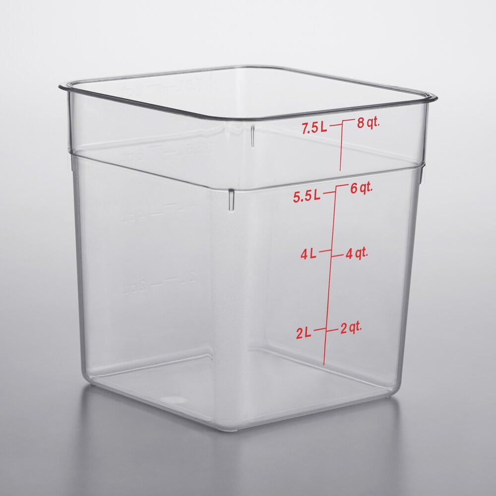 Cambro Classic 8 Qt. Clear Square Polycarbonate Food Storage Container 8SFSCW135