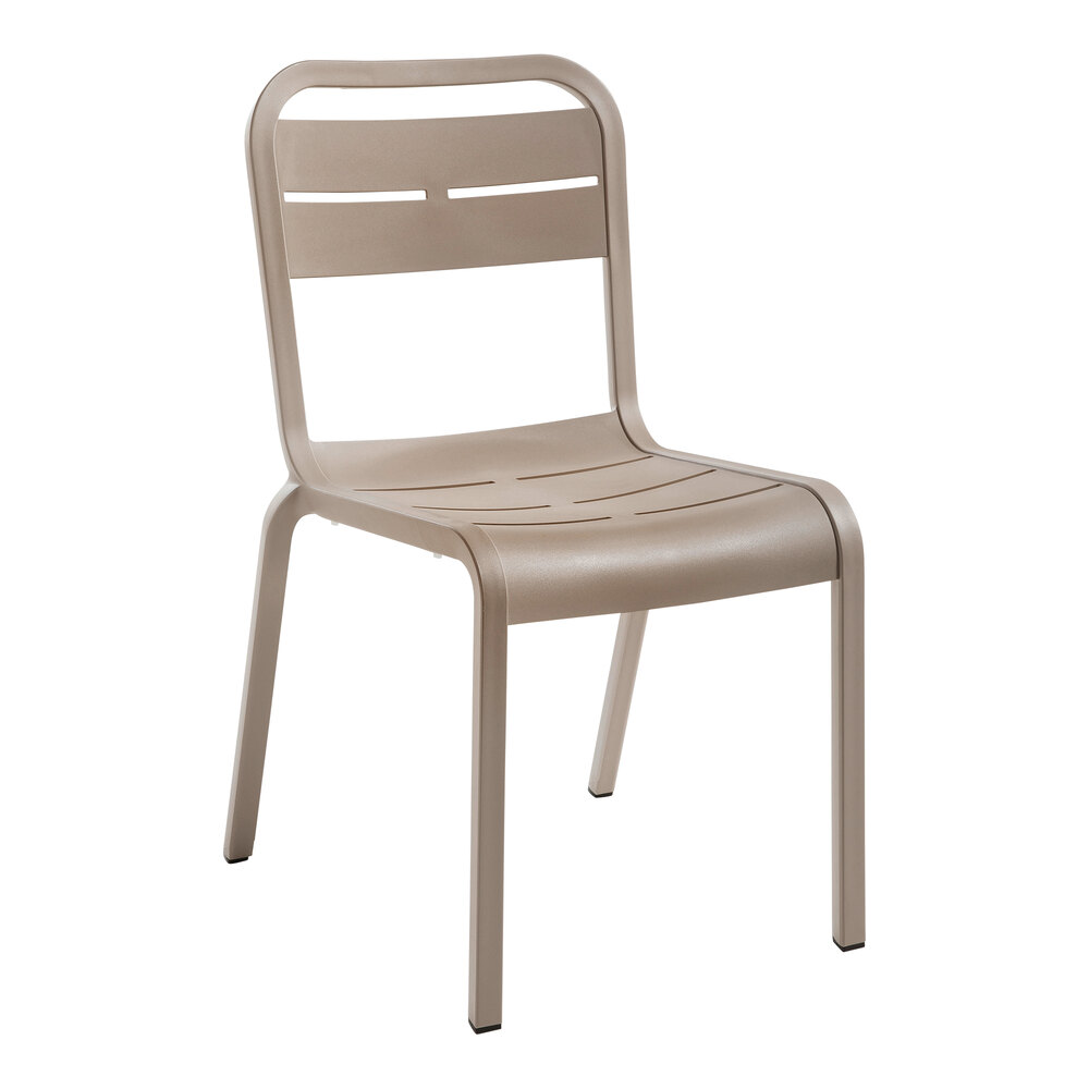 Grosfillex Cannes French Taupe Resin Stackable Outdoor Sidechair