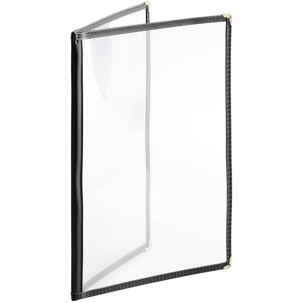 Choice 8 1/2" x 11" Black 4View Double Pocket Menu Cover