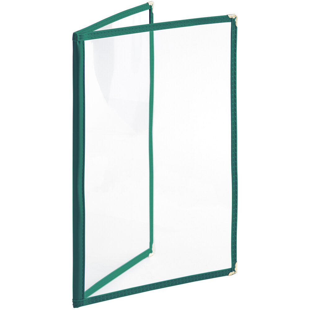 Choice 8 1/2" x 11" Green 4View Double Pocket Menu Cover