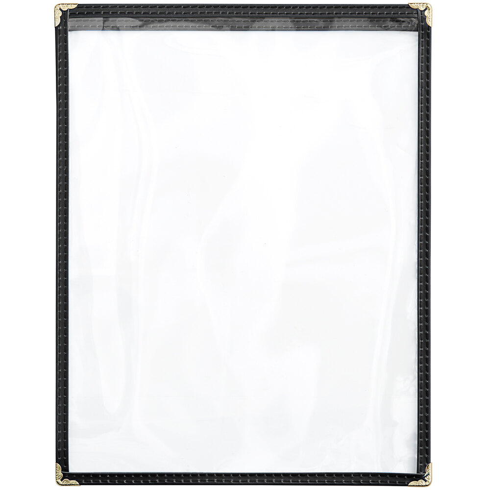Choice 8 1/2" x 11" Black 2View Single Pocket Menu Cover