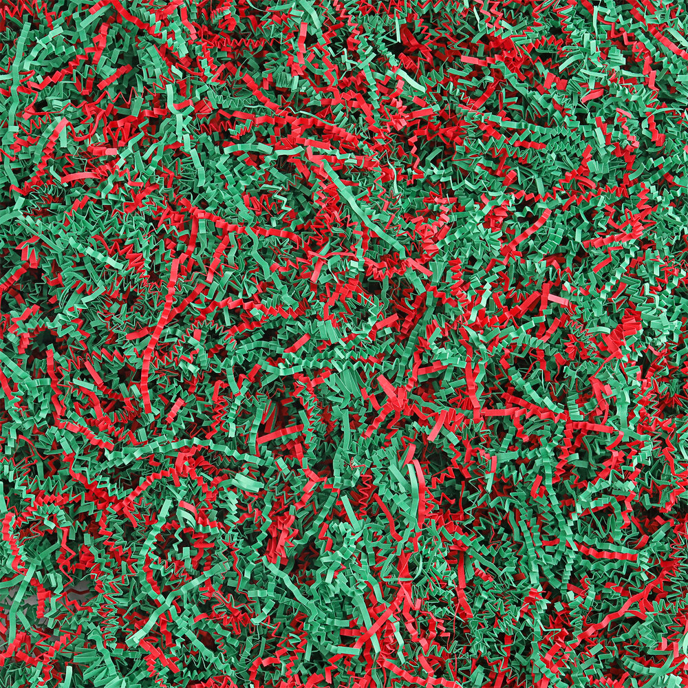 10 lb. Crinkle Paper Shred Red and Green Blend