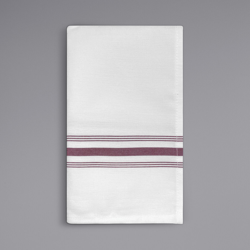 Oxford Super Blend Burgundy 100 Spun Polyester Bistro Striped Cloth