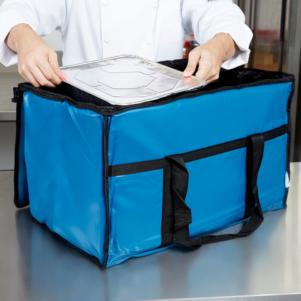 Choice Insulated Food Delivery Bag / Pan Carrier with Microcore Thermal Hot  or Cold Pack Kit, Blue Nylon, 23 x 13 x 15