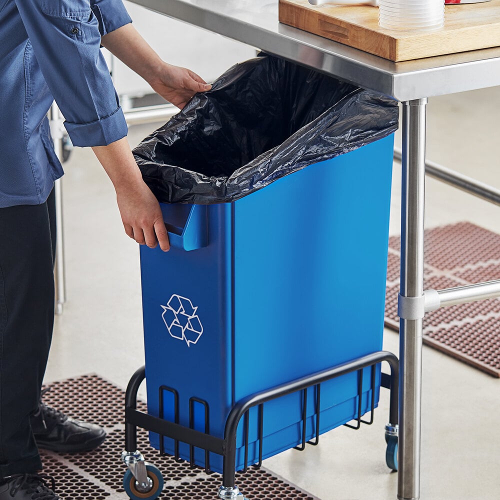 52 Qt. / 13 Gallon Blue Rectangular Under-Counter Recycling Bin