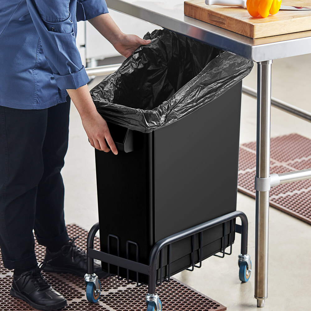 52 Qt. / 13 Gallon Black Rectangular Under-Counter Trash Can