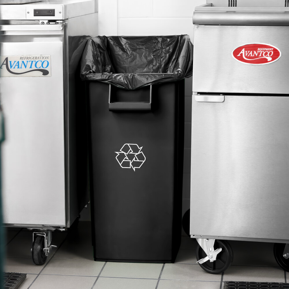 92 Qt. / 23 Gallon Black Rectangular Under-Counter Trash Can
