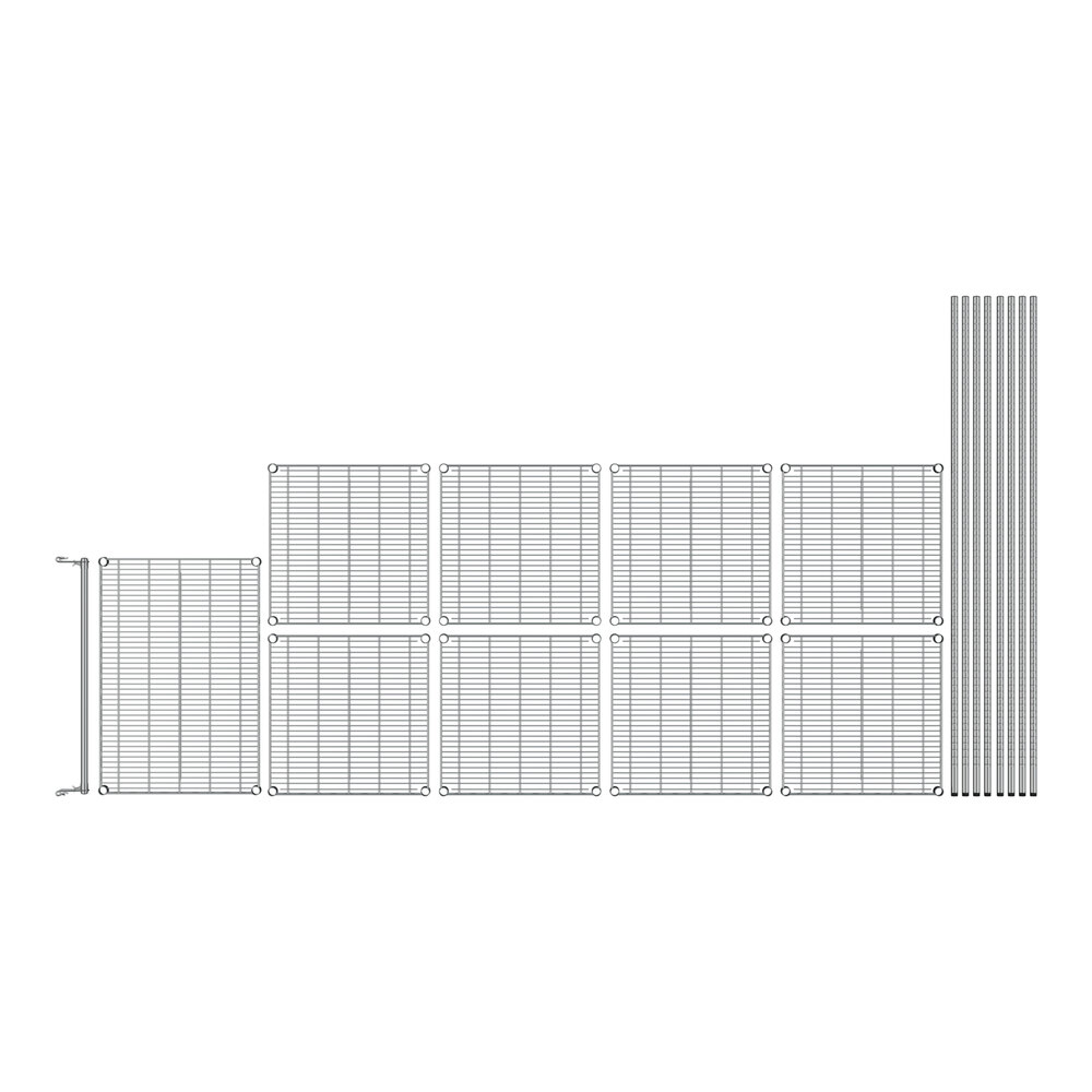 A white grid with metal bars.