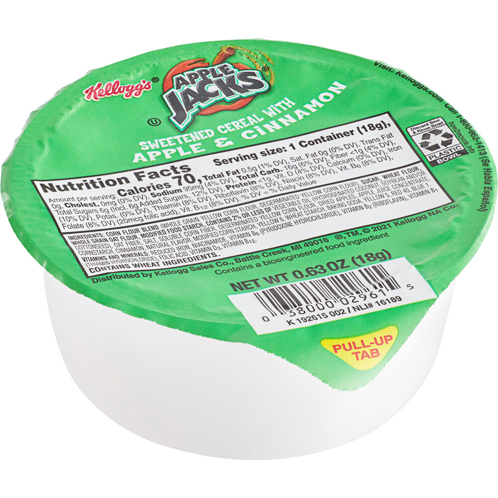 Kellogg's Apple Jacks Cereal SingleServe Bowl Pack 0.63 oz. 96/Case