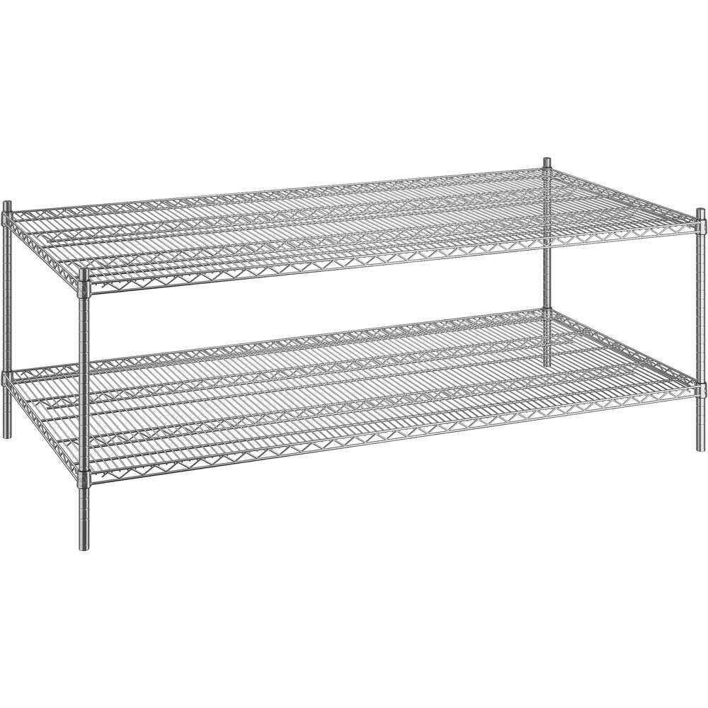 Regency 36 inch x 72 inch x 27 inch NSF Chrome Stationary Wire Shelving Starter Kit with 2 Shelves