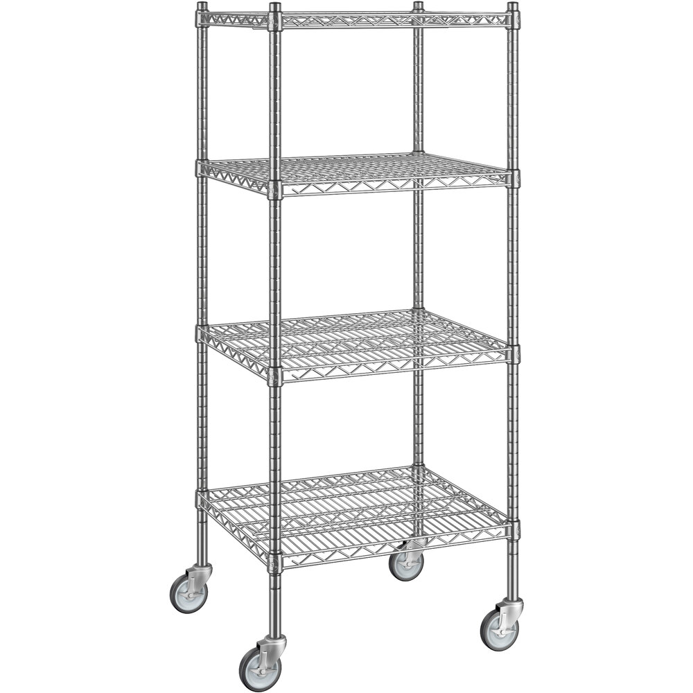 Regency 21 inch x 24 inch x 60 inch NSF Chrome Mobile Wire Shelving Starter Kit with 4 Shelves