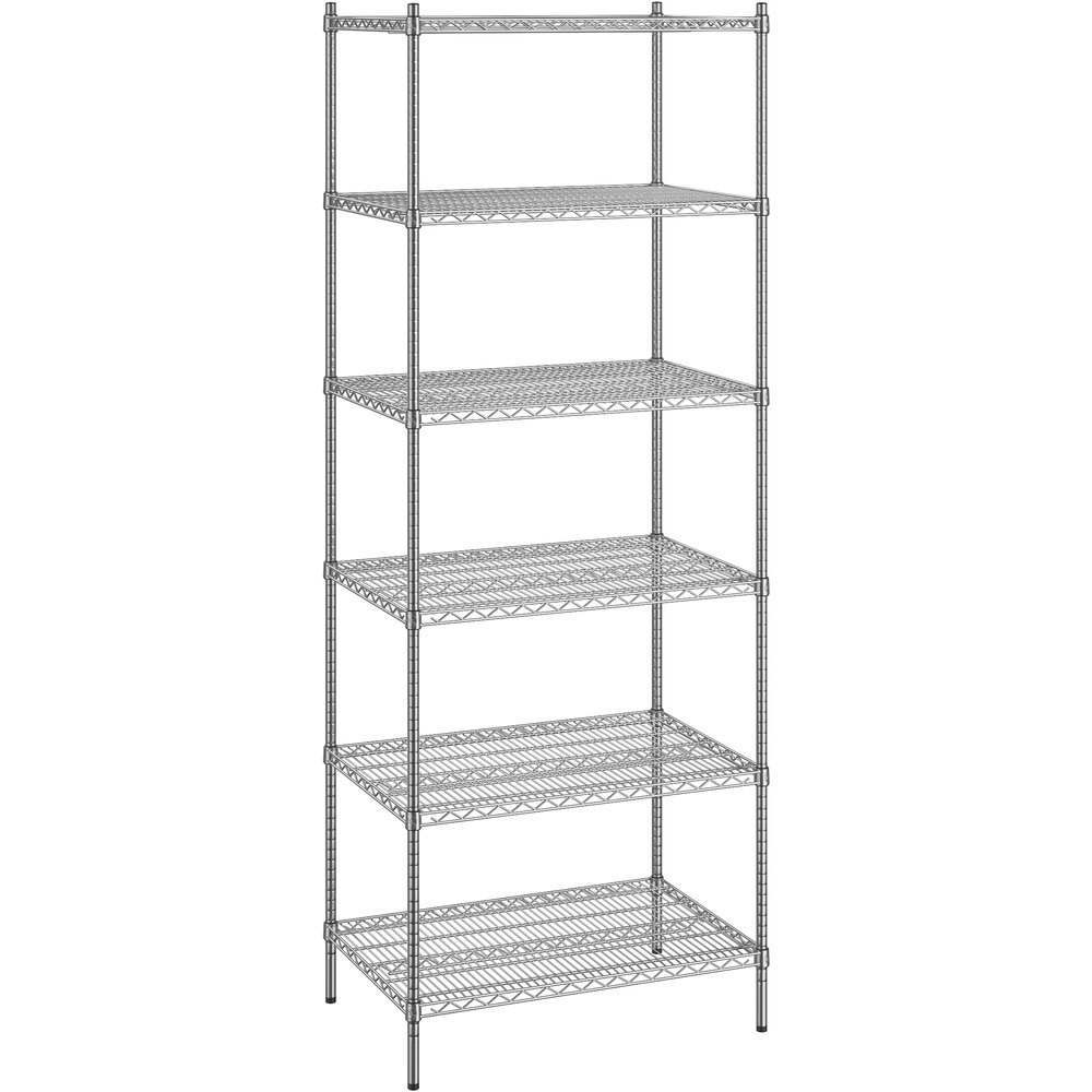 Regency 24 inch x 36 inch x 96 inch NSF Chrome Stationary Wire Shelving Starter Kit with 6 Shelves