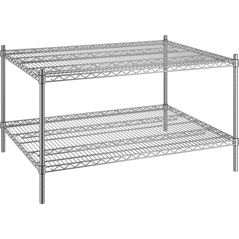 Regency 36 inch x 48 inch x 27 inch NSF Chrome Stationary Wire Shelving Starter Kit with 2 Shelves