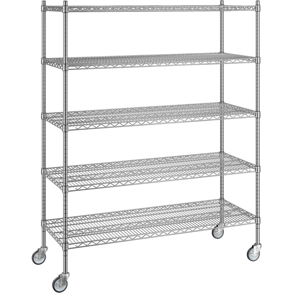 Regency 21 inch x 54 inch x 70 inch NSF Chrome Mobile Wire Shelving Starter Kit with 5 Shelves