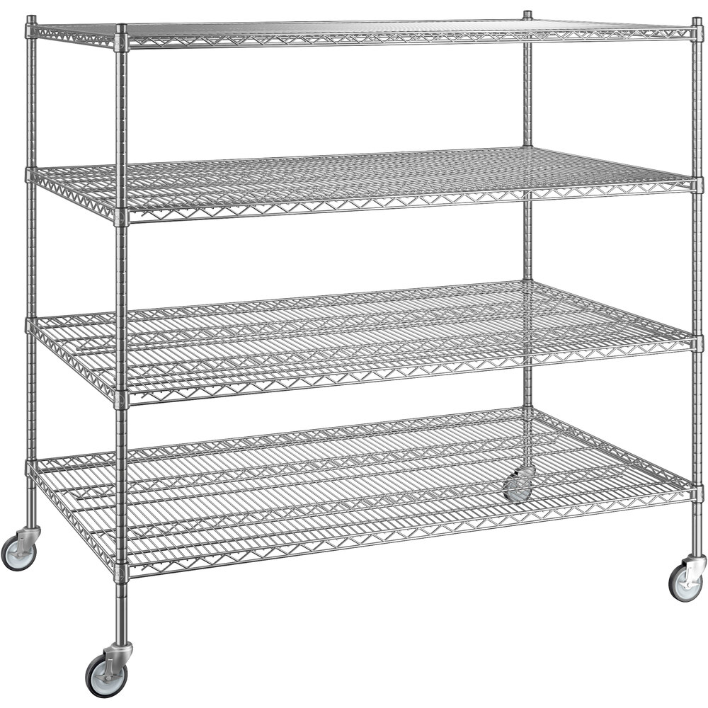 Regency 36 inch x 60 inch x 60 inch NSF Chrome Mobile Wire Shelving Starter Kit with 4 Shelves