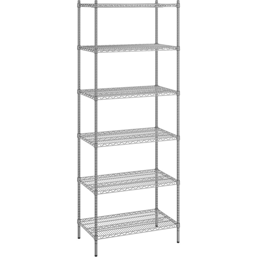Regency 21 inch x 36 inch x 96 inch NSF Chrome Stationary Wire Shelving Starter Kit with 6 Shelves