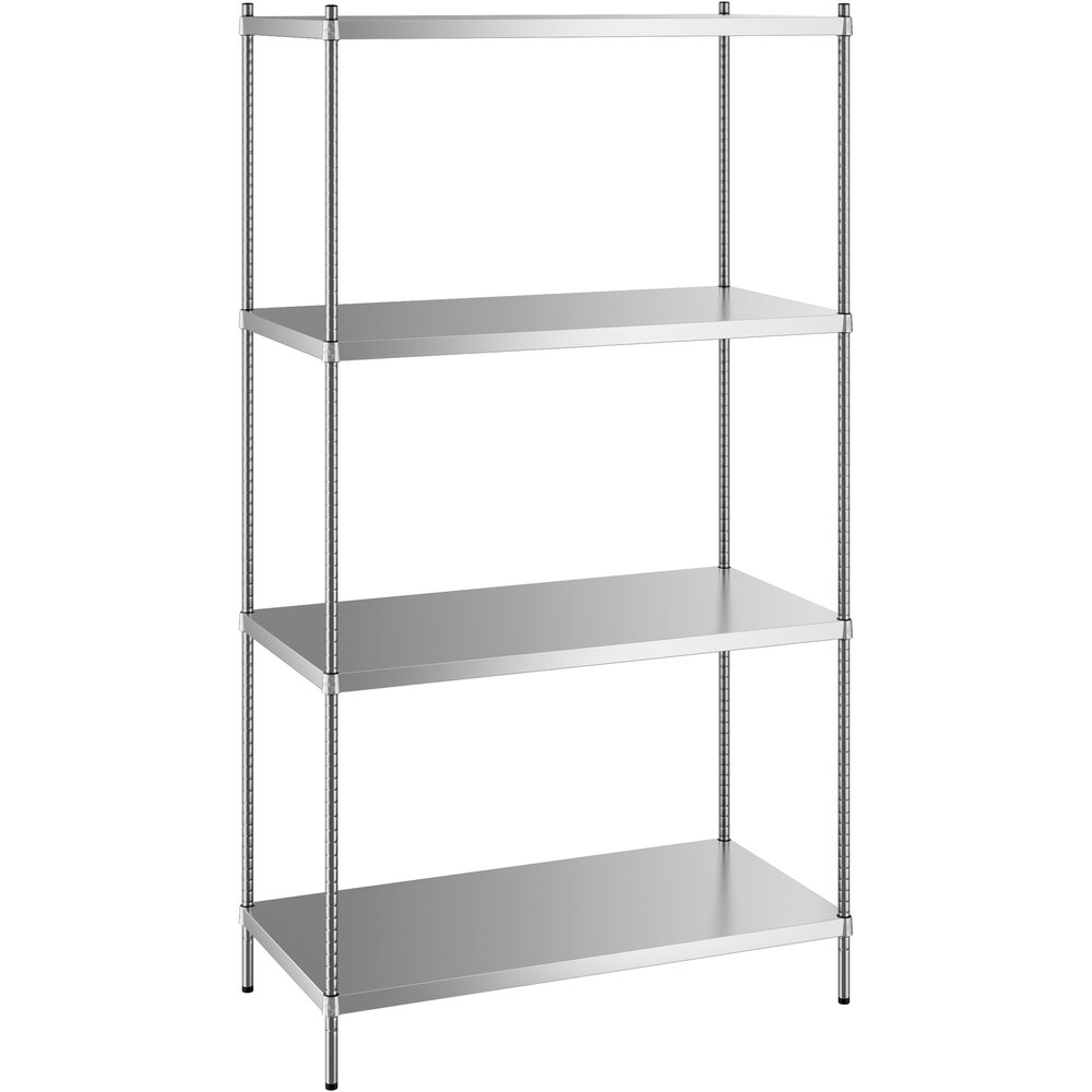 Regency 24 inch x 48 inch x 86 inch NSF Solid Stainless Steel Stationary Shelving Starter Kit with 4 Shelves