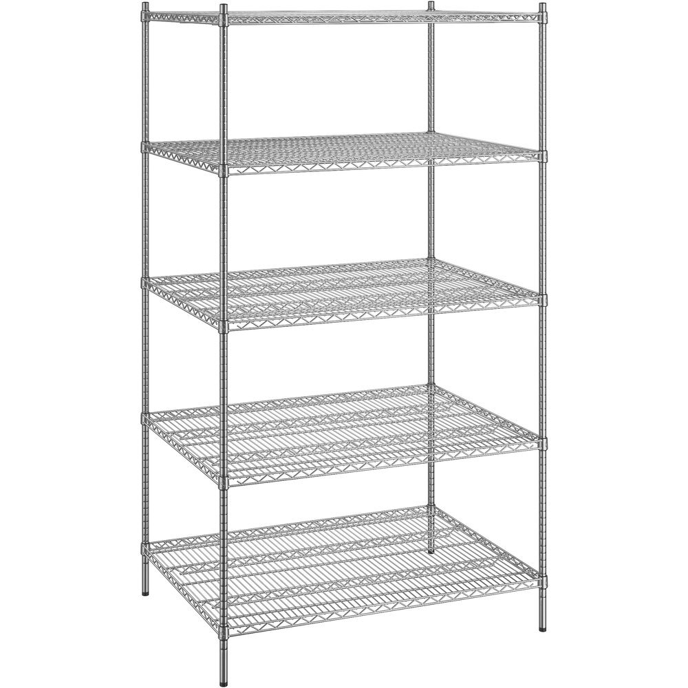 Regency 36 inch x 48 inch x 86 inch NSF Chrome Stationary Wire Shelving Starter Kit with 5 Shelves