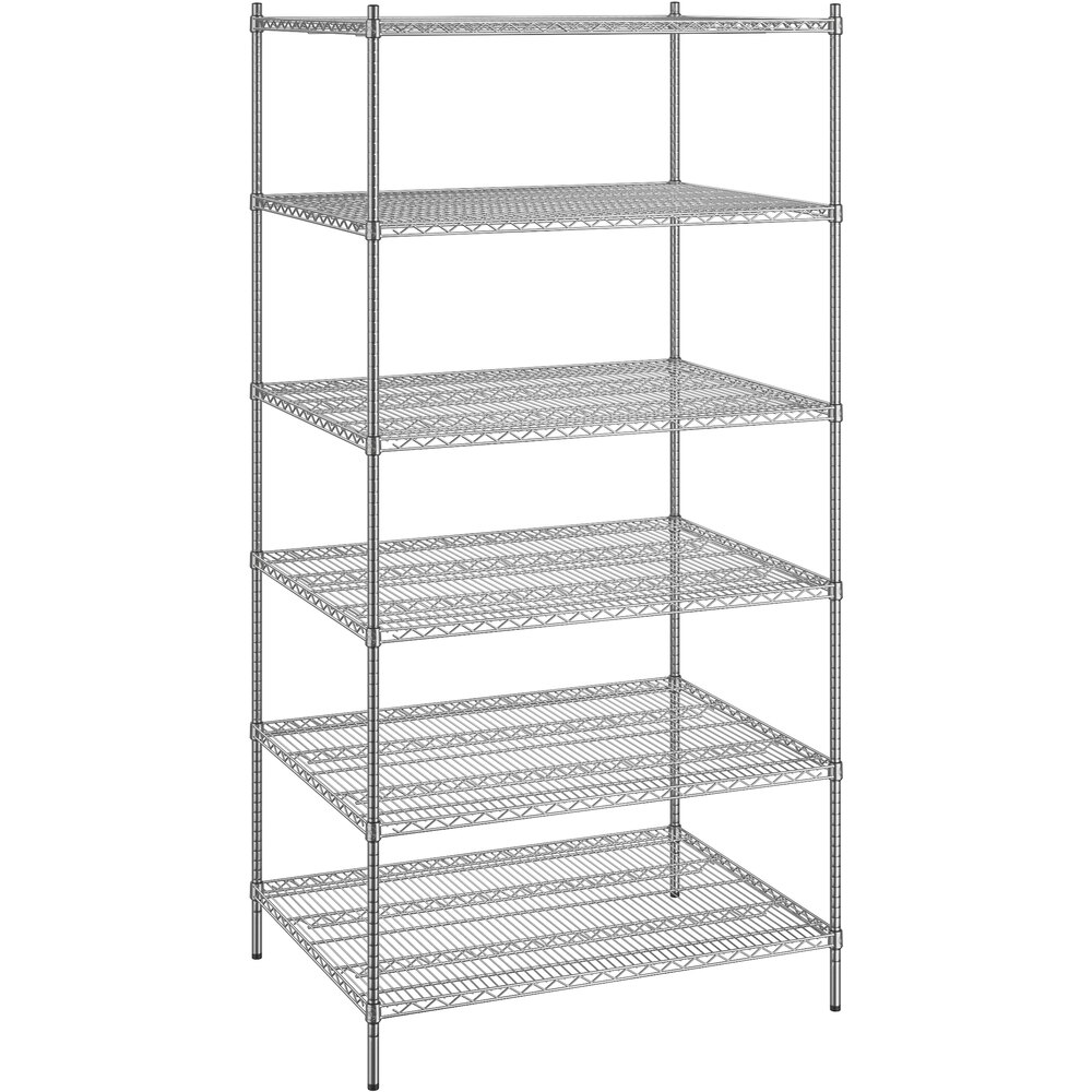 Regency 36 inch x 48 inch x 96 inch NSF Chrome Stationary Wire Shelving Starter Kit with 6 Shelves