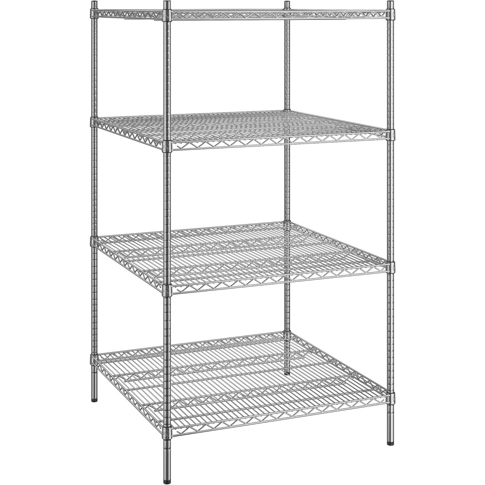 Regency 36 inch x 36 inch x 64 inch NSF Chrome Stationary Wire Shelving Starter Kit with 4 Shelves