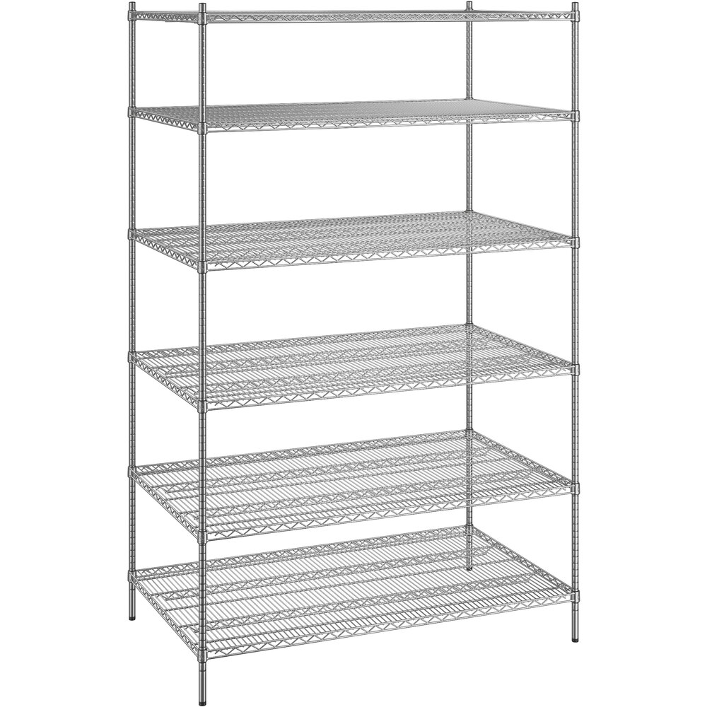 Regency 36 inch x 60 inch x 96 inch NSF Chrome Stationary Wire Shelving Starter Kit with 6 Shelves
