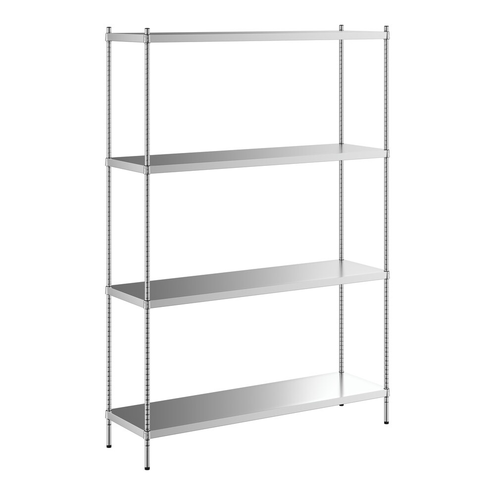Regency 18 inch x 60 inch x 86 inch NSF Solid Stainless Steel Stationary Shelving Starter Kit with 4 Shelves