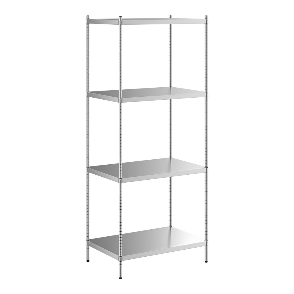 Regency 24 inch x 36 inch x 86 inch NSF Solid Stainless Steel Stationary Shelving Starter Kit with 4 Shelves