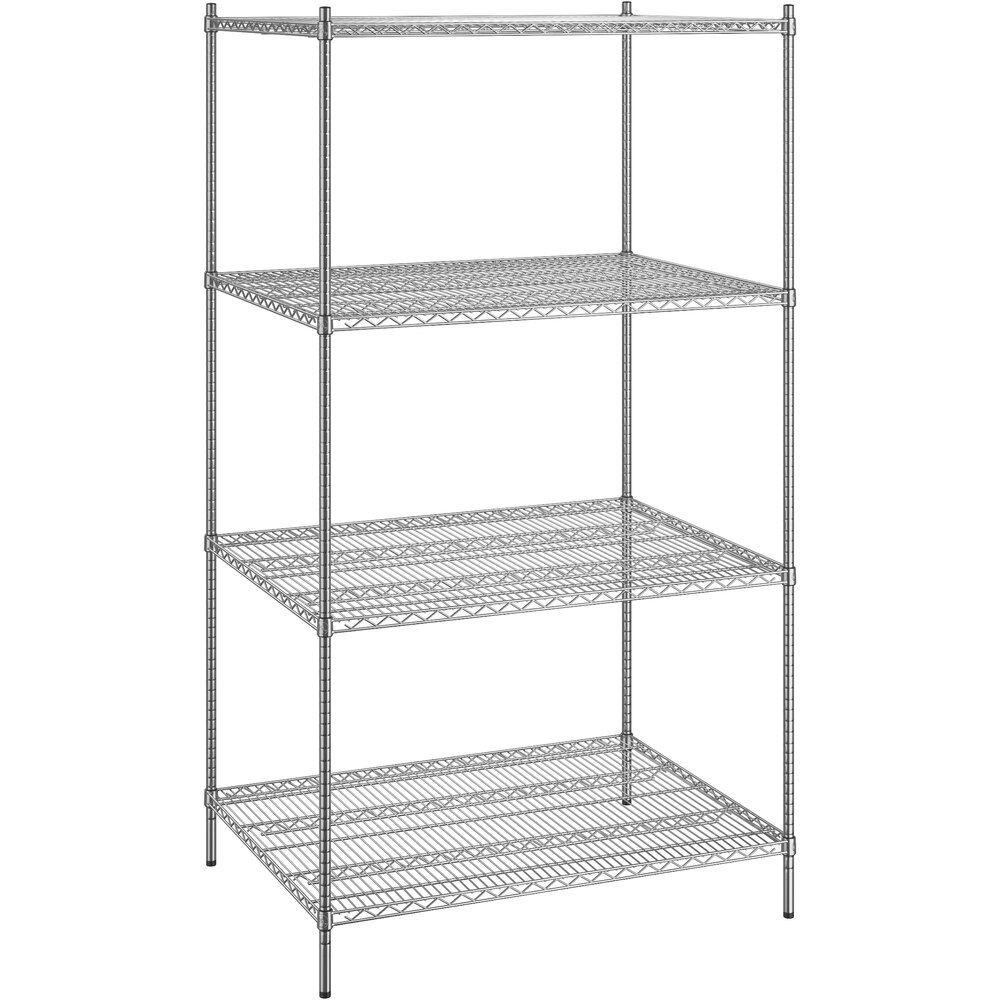 Regency 36 inch x 48 inch x 86 inch NSF Chrome Stationary Wire Shelving Starter Kit with 4 Shelves