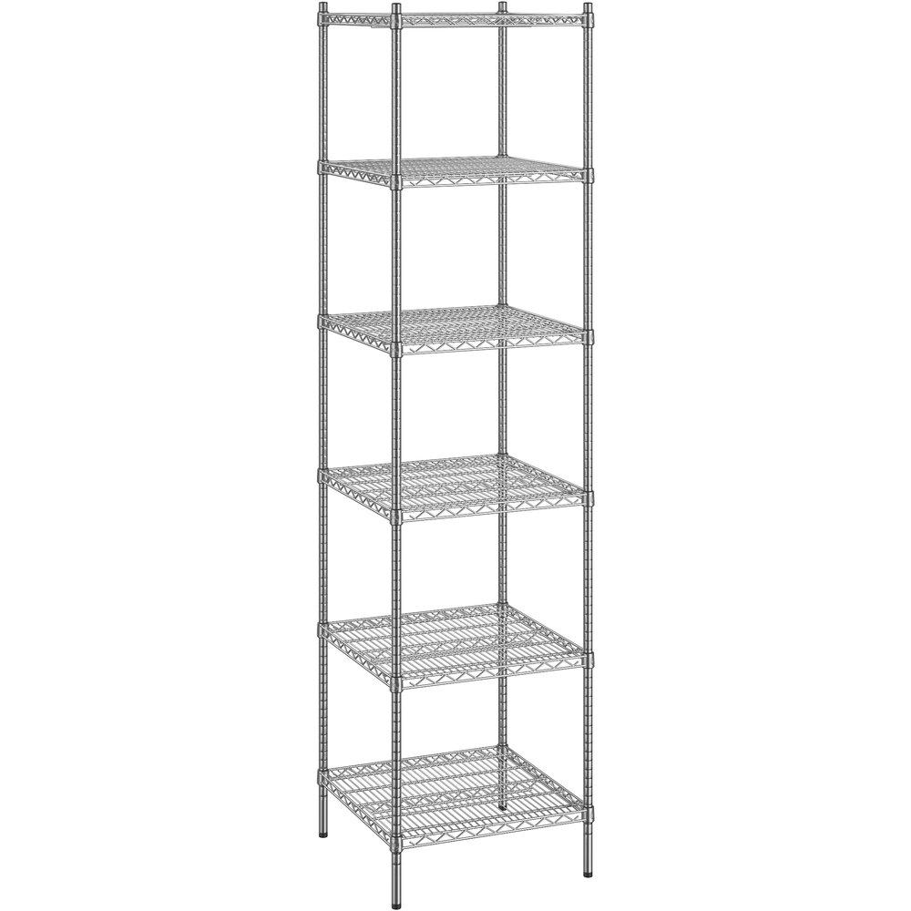 Regency 24 inch x 24 inch x 96 inch NSF Chrome Stationary Wire Shelving Starter Kit with 6 Shelves