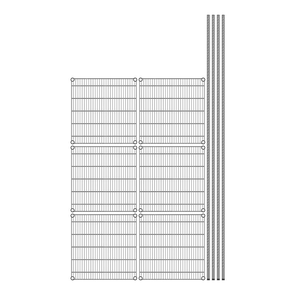 Regency chrome wire shelving with 6 shelves.