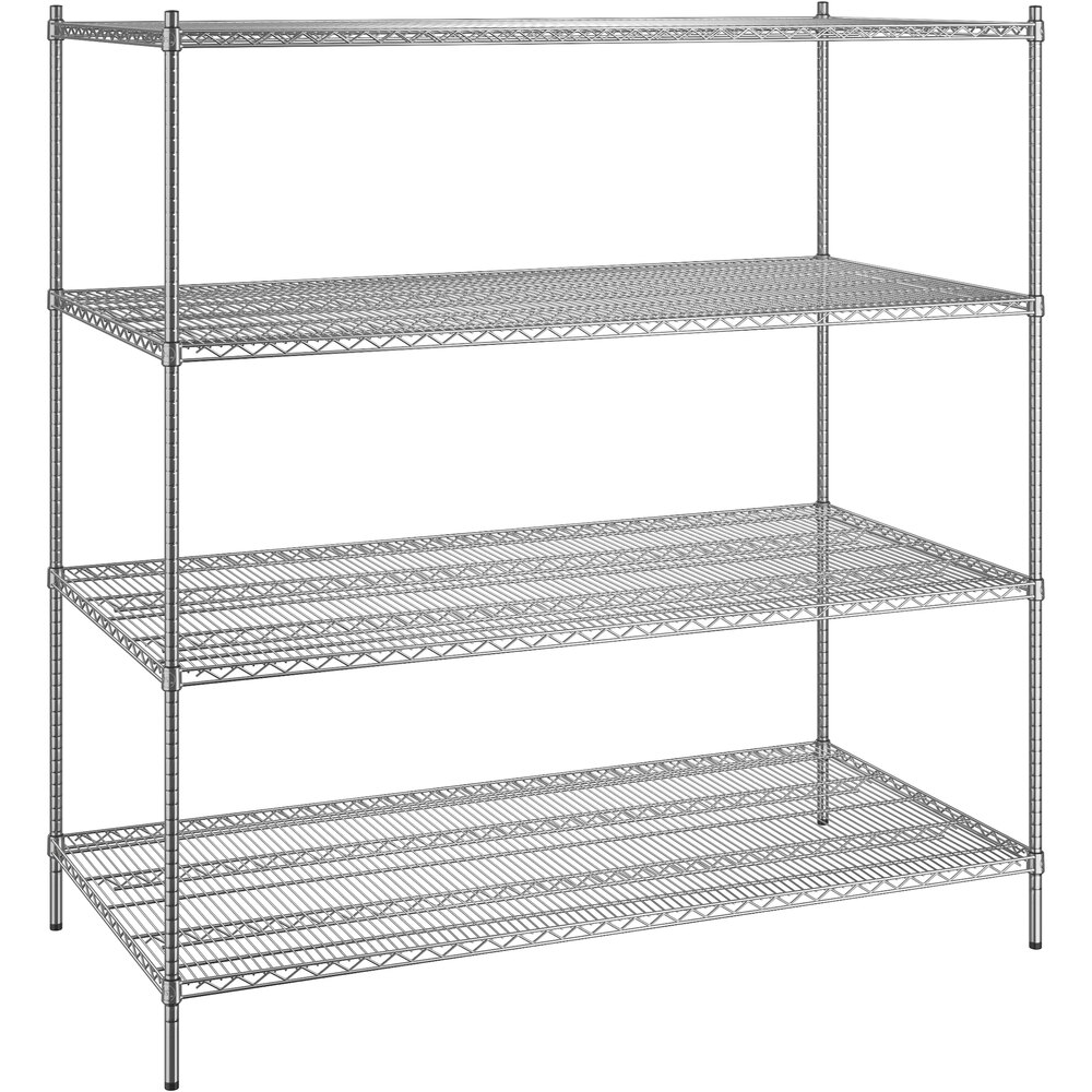 Regency 36 inch x 72 inch x 74 inch NSF Chrome Stationary Wire Shelving Starter Kit with 4 Shelves