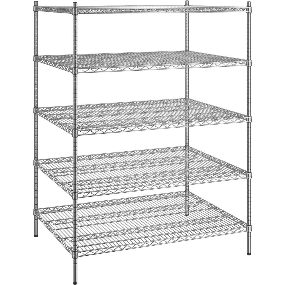 Regency 36 inch x 48 inch x 64 inch NSF Chrome Stationary Wire Shelving Starter Kit with 5 Shelves