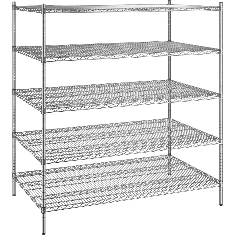 Regency 36 inch x 60 inch x 64 inch NSF Chrome Stationary Wire Shelving Starter Kit with 5 Shelves