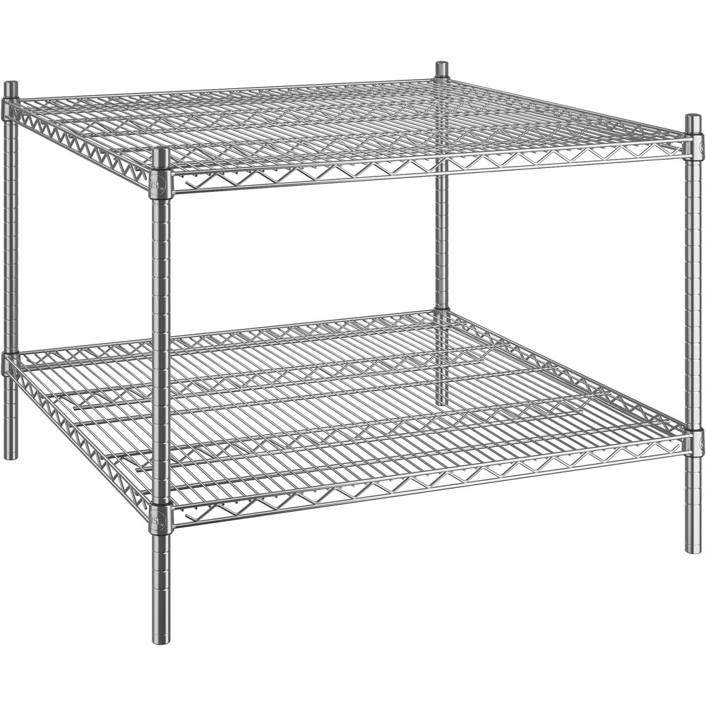Regency 36 inch x 36 inch x 27 inch NSF Chrome Stationary Wire Shelving Starter Kit with 2 Shelves