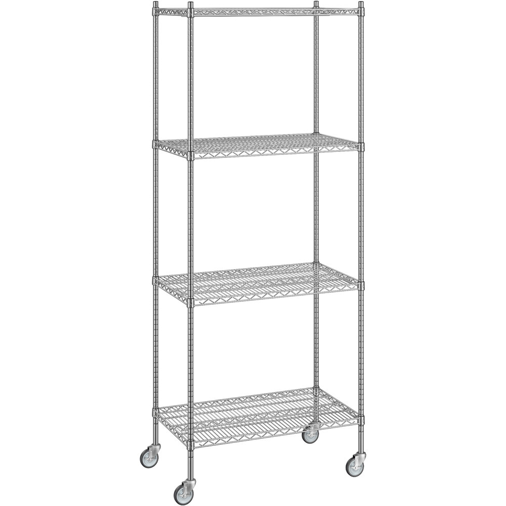 Regency 21 inch x 36 inch x 92 inch NSF Chrome Mobile Wire Shelving Starter Kit with 4 Shelves