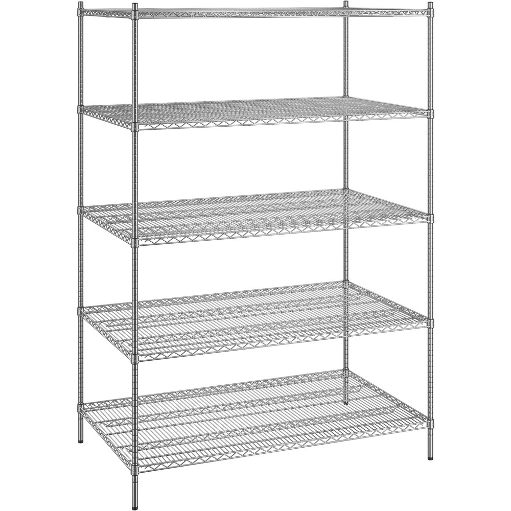 Regency 36 inch x 60 inch x 86 inch NSF Chrome Stationary Wire Shelving Starter Kit with 5 Shelves
