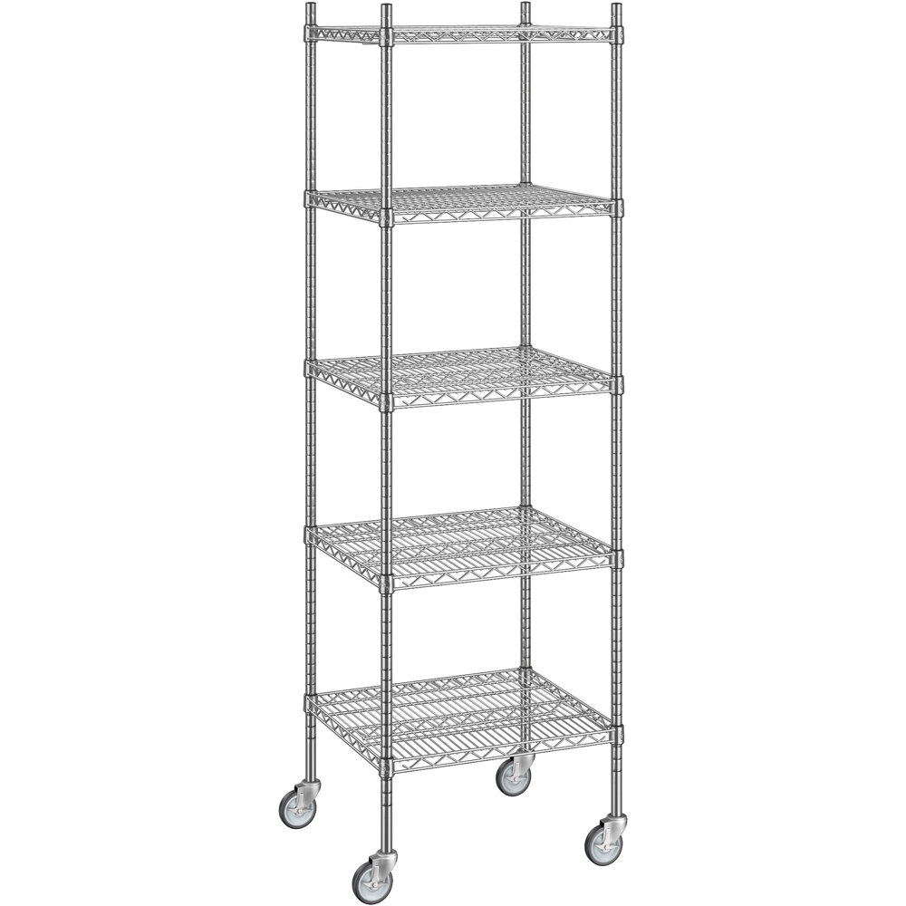 Regency 21 inch x 24 inch x 92 inch NSF Chrome Mobile Wire Shelving Starter Kit with 4 Shelves