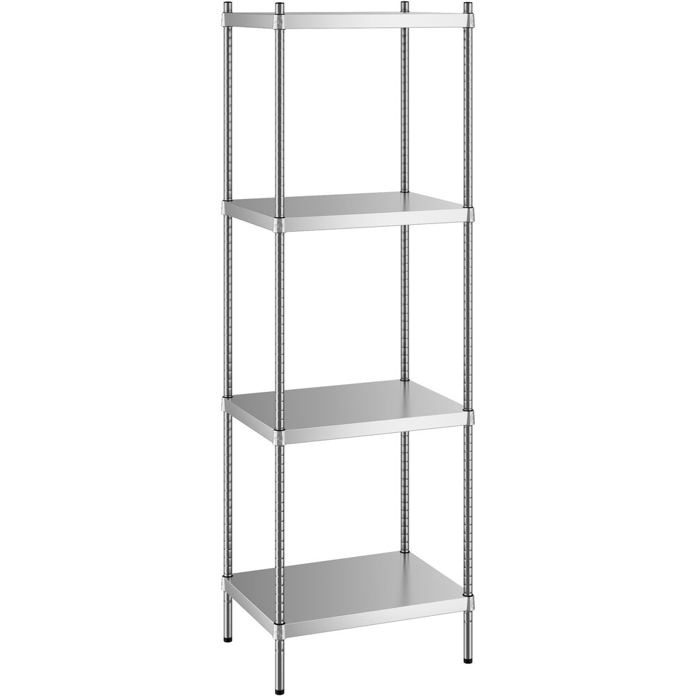Regency 18 inch x 24 inch x 74 inch NSF Solid Stainless Steel Stationary Shelving Starter Kit with 4 Shelves