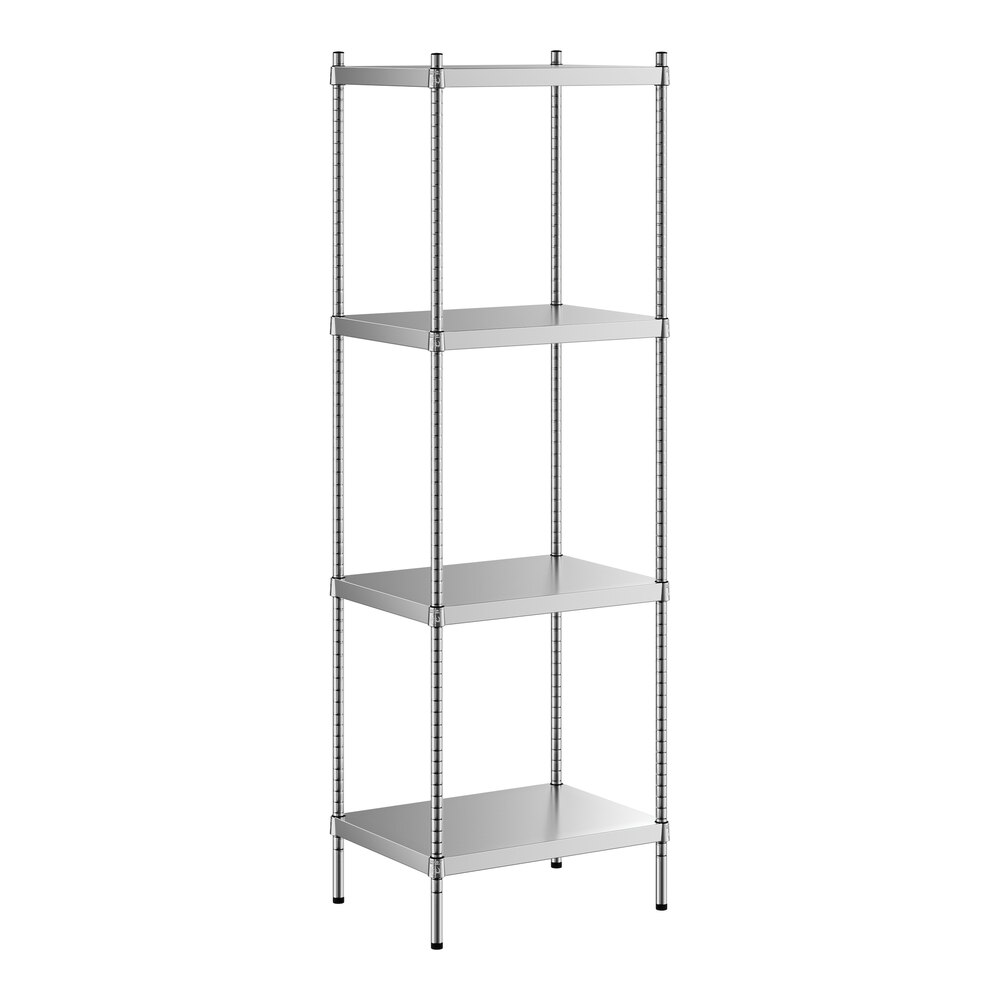 Regency 18 inch x 24 inch x 74 inch NSF Solid Stainless Steel Stationary Shelving Starter Kit with 4 Shelves