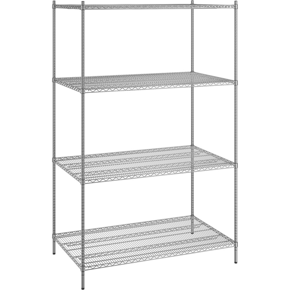 Regency 36 inch x 60 inch x 96 inch NSF Chrome Stationary Wire Shelving Starter Kit with 4 Shelves