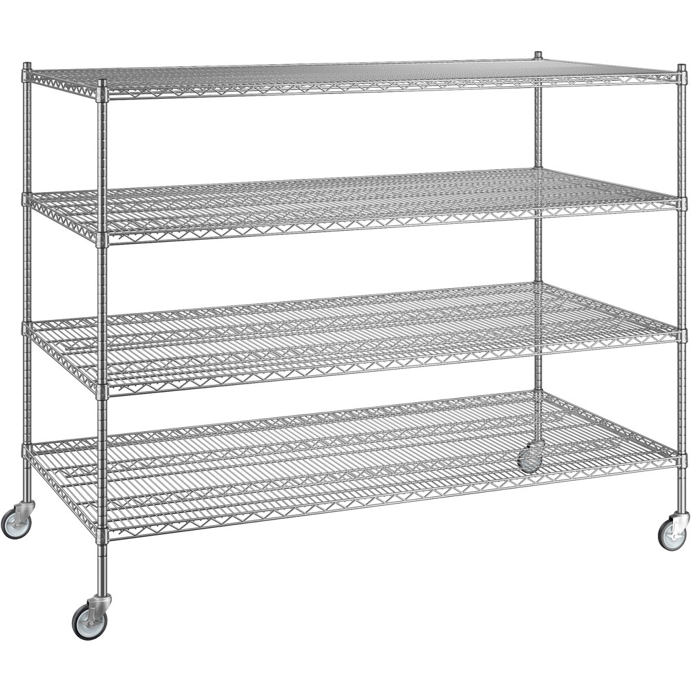 Regency 36 inch x 72 inch x 60 inch NSF Chrome Mobile Wire Shelving Starter Kit with 4 Shelves