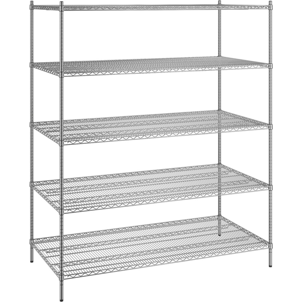 Regency 36 inch x 72 inch x 86 inch NSF Chrome Stationary Wire Shelving Starter Kit with 5 Shelves