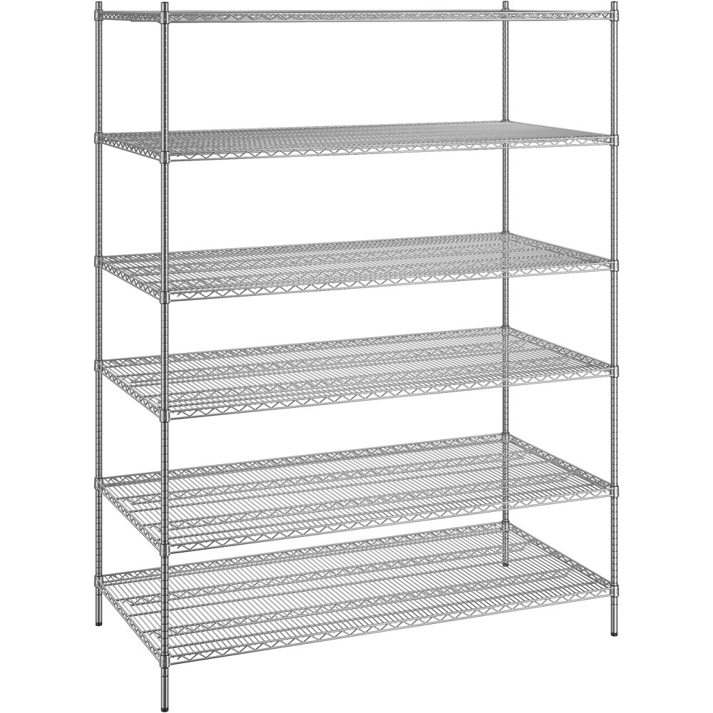 Regency 36 inch x 72 inch x 96 inch NSF Chrome Stationary Wire Shelving Starter Kit with 6 Shelves