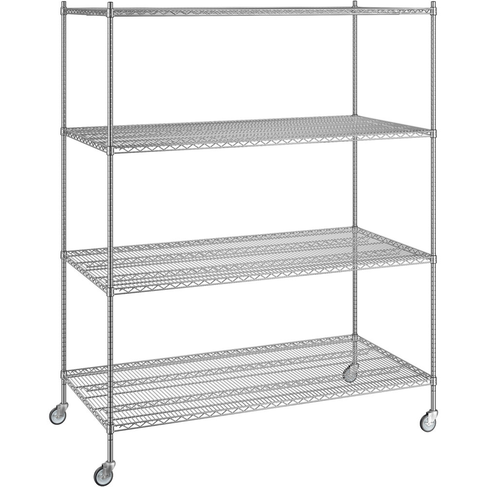 Regency 36 inch x 72 inch x 92 inch NSF Chrome Mobile Wire Shelving Starter Kit with 4 Shelves