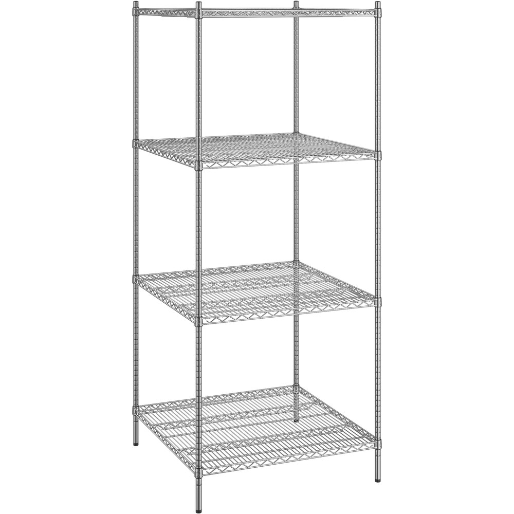 Regency 36 inch x 36 inch x 86 inch NSF Chrome Stationary Wire Shelving Starter Kit with 4 Shelves