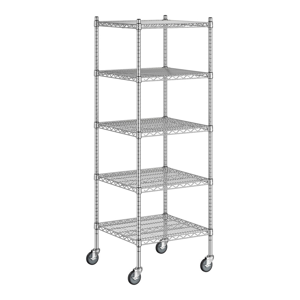 Regency 24" x 24" x 70" NSF Chrome Mobile Wire Shelving Starter Kit